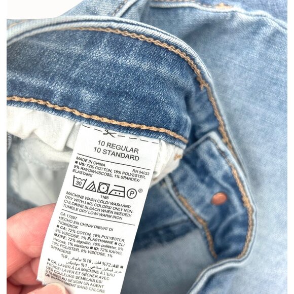 OLD NAVY ROCKSTAR MID-RISE DISTRESSED LIGHT WASH BLUE DENIM SKINNY JEANS SZ 10 - Picture 6 of 8